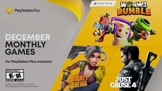 PSN Plus terá Just Cause 4, Worms Rumble e Rocket Arena em dezembro de 2020