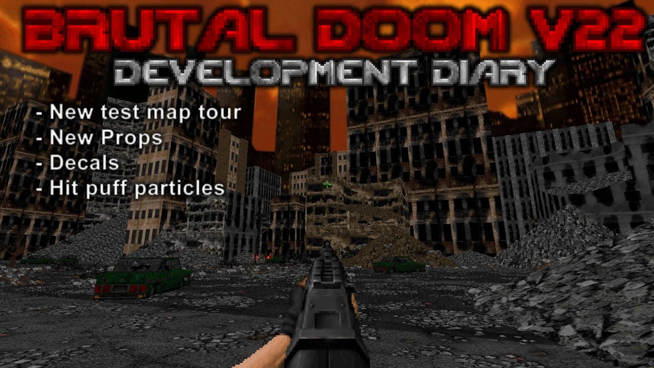 Menus e telas de configuração do GZDoom com o Brutal Doom