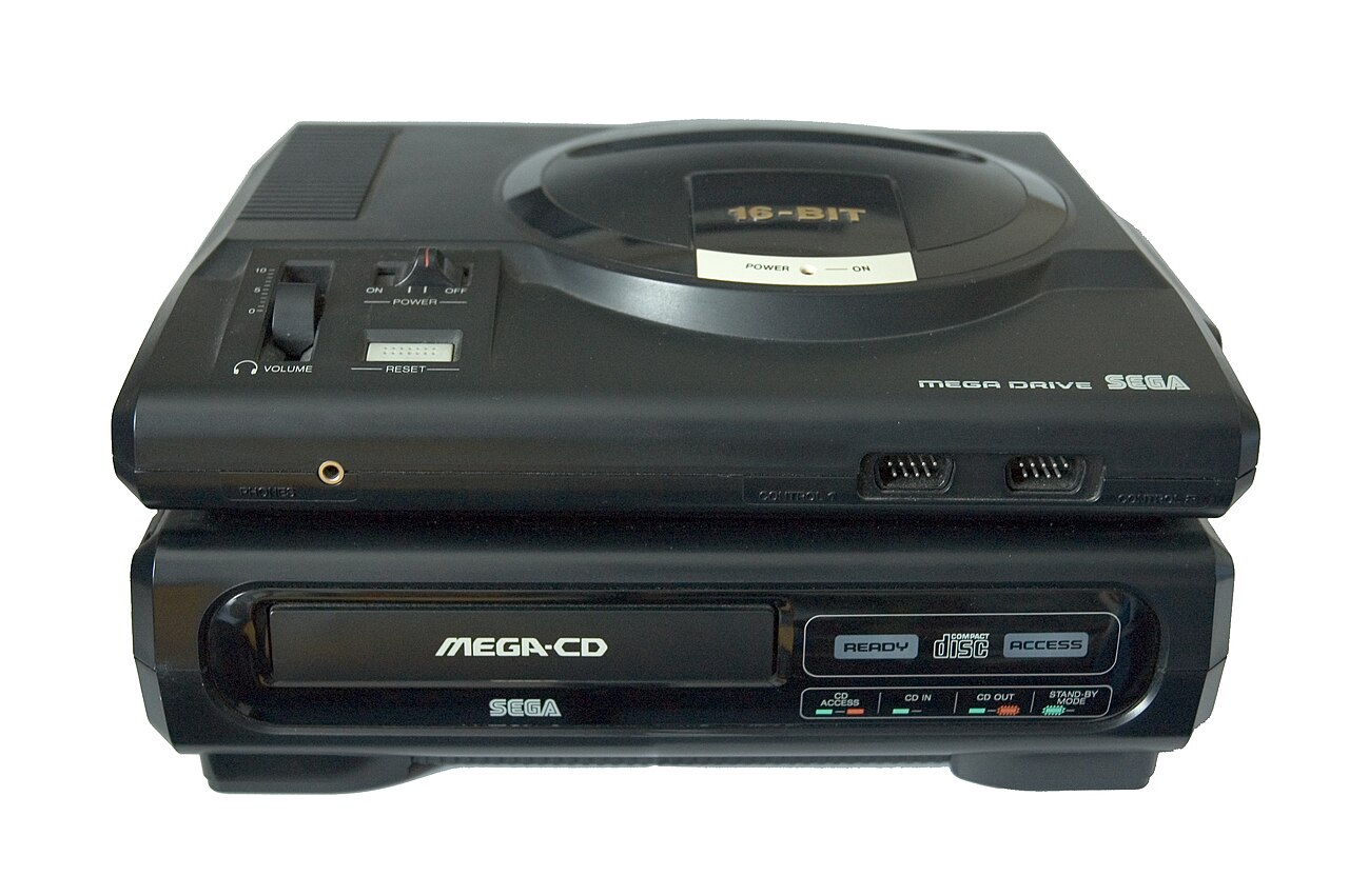 Mega Drive com o Sega Mega CD acoplado