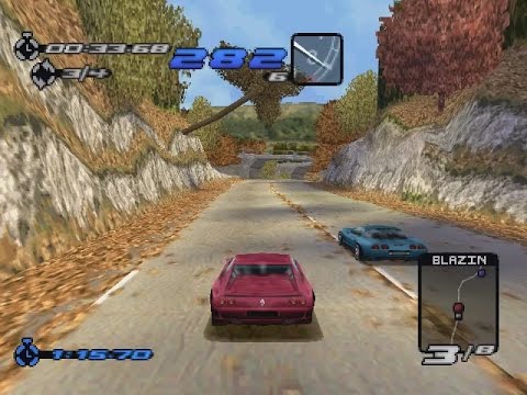 Gameplay de Need for Speed III: Hot Pursuit mostrando uma das pistas